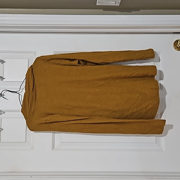 Anthropologie Akemi +Kin Mustard Yellow Wrap Sweater - Picture 7 of 7